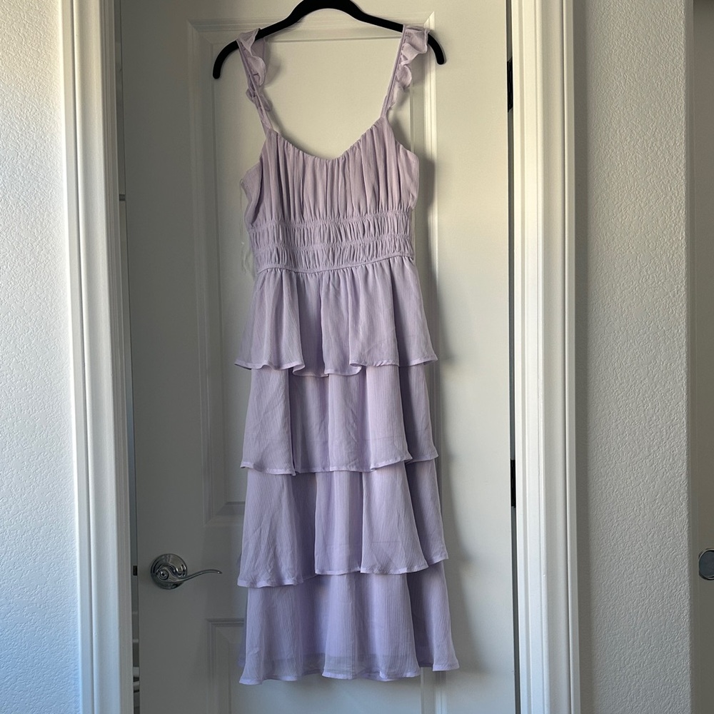 Altar'd State Lilac Tiered Midi Dress